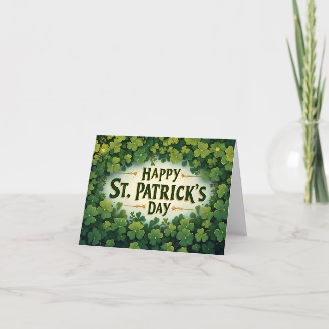 Frohen St. Patrick's Day Kleeblatt Kunst Dankeskarte (Vorderseite)