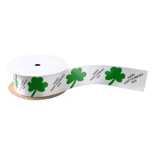 Frohen St. Patrick's Day Kleeblätter Satinband (Spule)
