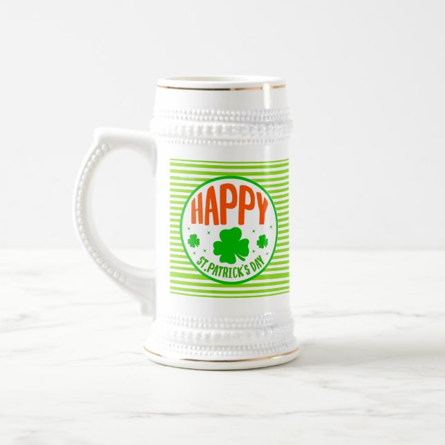 Frohen St. Patrick's Day Kreisdesign Bierglas (Links)