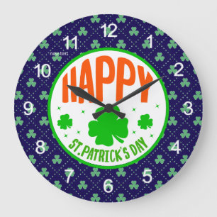 Frohen St. Patrick's Day Kreisdesign Große Wanduhr