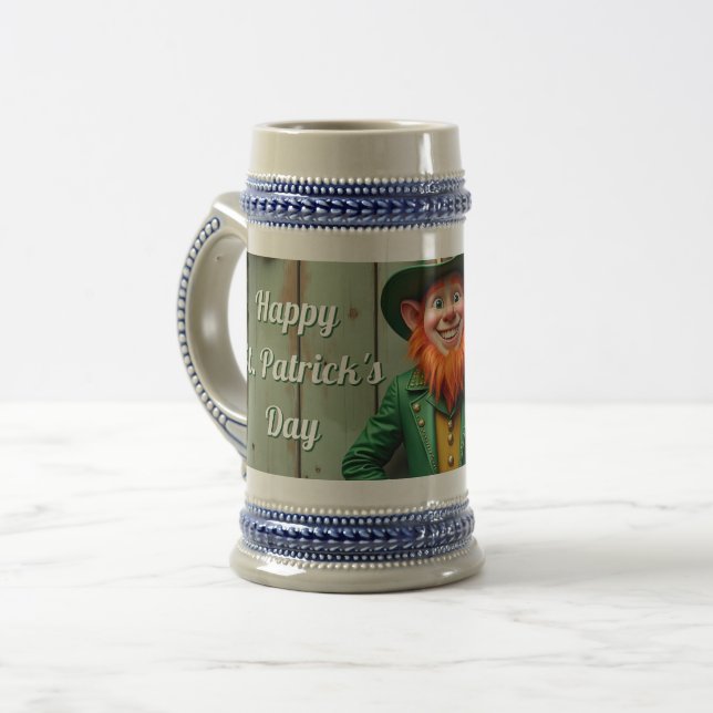 Frohen St. Patrick's Day Leprechaun Bierglas (Vorderseite Links)