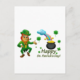 Frohen St. Patrick's Day Leprechaun Regenbogen Postkarte