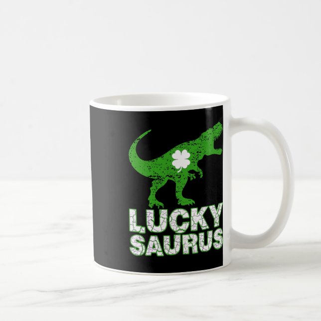 Frohen St. Patrick's Day Luckysaurus Dinosaur Sham Kaffeetasse (Rechts)