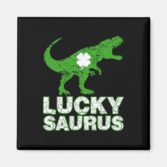 Frohen St. Patrick's Day Luckysaurus Dinosaur Sham Magnet (Vorne)