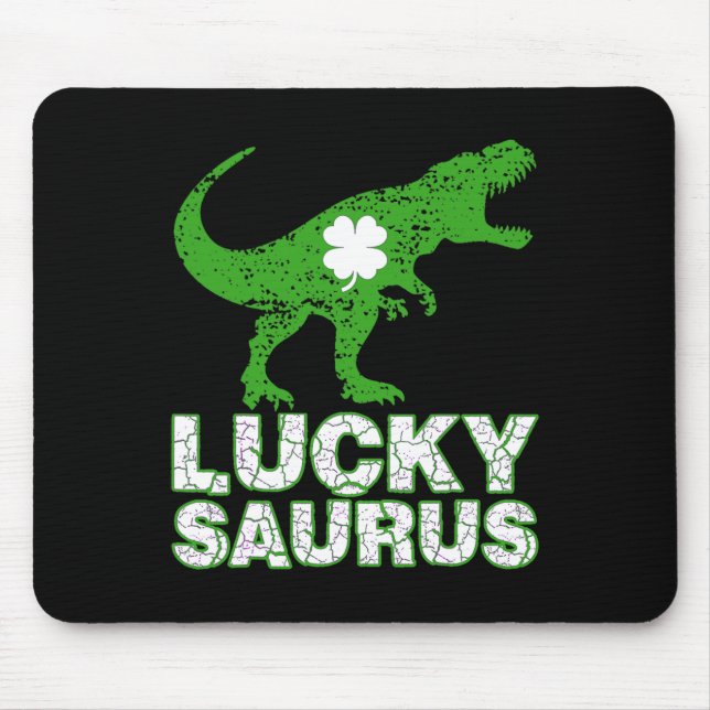 Frohen St. Patrick's Day Luckysaurus Dinosaur Sham Mousepad (Vorne)
