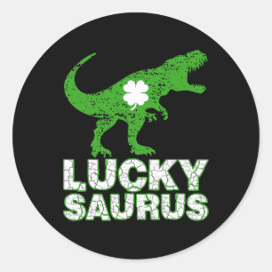 Frohen St. Patrick's Day Luckysaurus Dinosaur Sham Runder Aufkleber