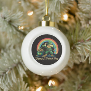 Frohen St. Patrick's Day Lustiger Leprechaun Keramik Kugel-Ornament