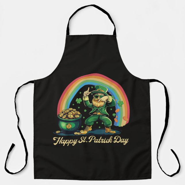 Frohen St. Patrick's Day Lustiger Leprechaun Schürze (Vorderseite)