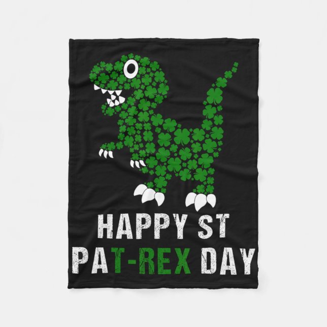 Frohen St. Patrick's Day Patrex T-Rex Dinosaur Lus Fleecedecke (Vorderseite)