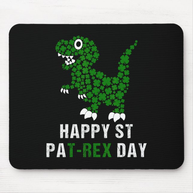 Frohen St. Patrick's Day Patrex T-Rex Dinosaur Lus Mousepad (Vorne)