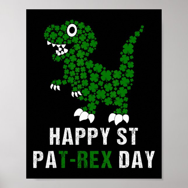 Frohen St. Patrick's Day Patrex T-Rex Dinosaur Lus Poster (Vorne)