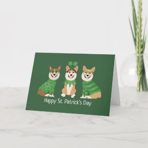Frohen St. Patrick's Day Pembroke Welsh Corgi Hund Feiertagskarte