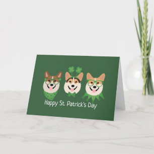 Frohen St. Patricks Day Pembroke Welsh Corgi Hunde Feiertagskarte