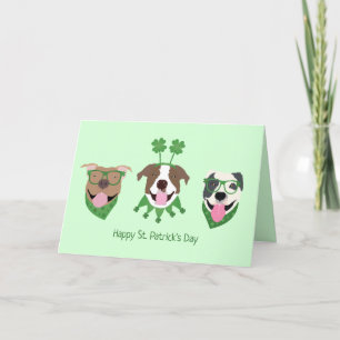 Frohen St. Patrick's Day Pit Bull Hunde Feiertagskarte