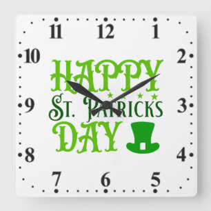 Frohen St. Patrick's Day Quadratische Wanduhr