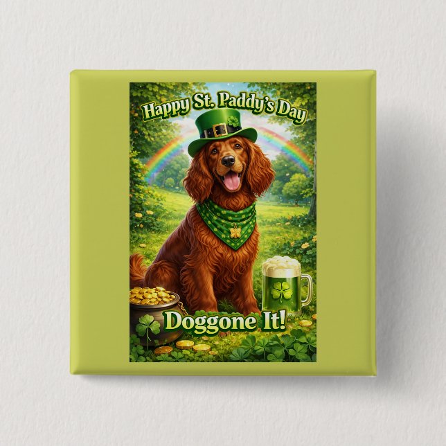 Frohen St. Patrick's Day, süßer irischer Setter  Button (Vorderseite)