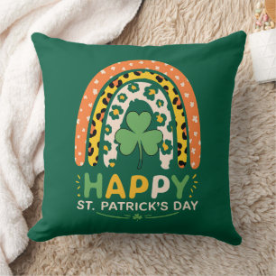 Frohen St. Patrick's Day Süßer Regenbogen Leopard Kissen