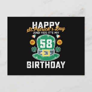 Frohen St. Patrick's Day Und Ja Es Ist Mein 58 Geb Postkarte