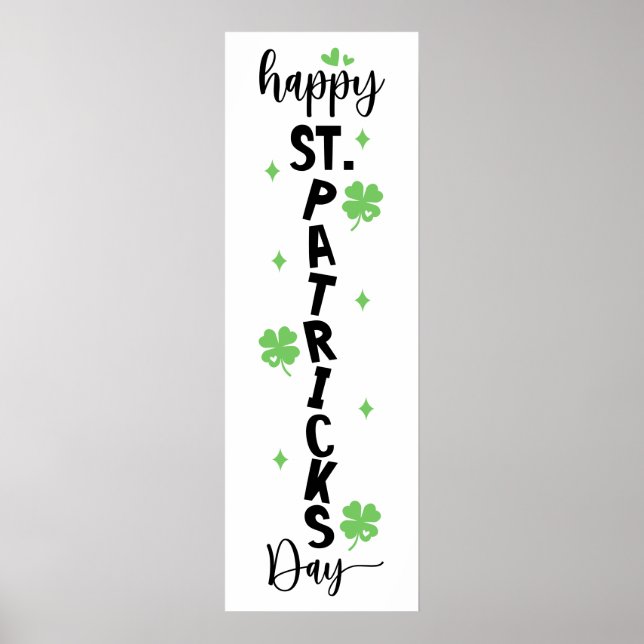 Frohen St. Patrick's Day Vertikales Kleeblatt-Schi Poster (Vorne)