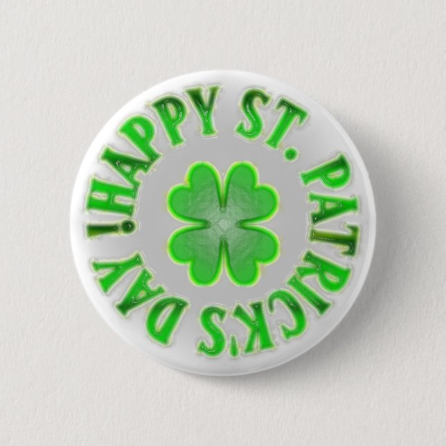 Frohen St. Patrick's Day! Vintage Kleeblatt Button (Vorderseite)