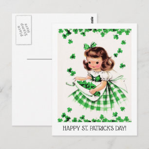 Frohen St. Patrick's Day. Vintage kleines irisches Postkarte
