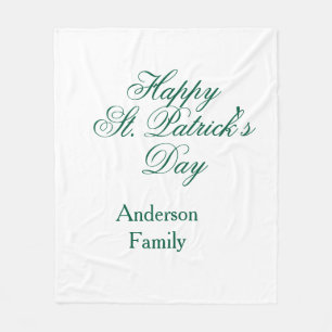 Frohen St. Patrick's Tag Familienname grün minimal Fleecedecke