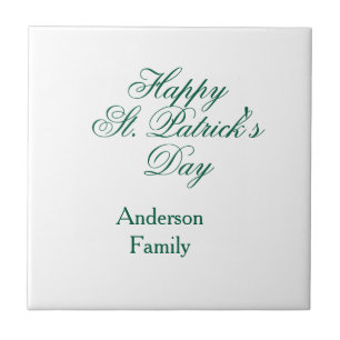 Frohen St. Patrick's Tag Familienname grün minimal Fliese