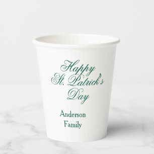 Frohen St. Patrick's Tag Familienname grün minimal Pappbecher