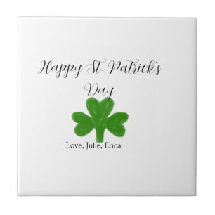 Frohen St. Patrick's Tag grüner Kleeblatt-Name  Fliese