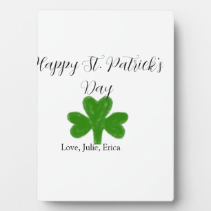 Frohen St. Patrick's Tag grüner Shamrock-Name Fotoplatte