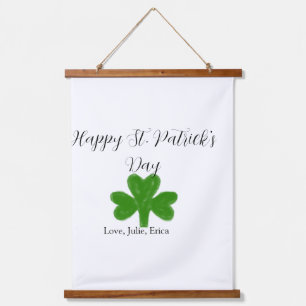 Frohen St. Patrick's Tag grüner Shamrock-Name  Wandteppich Mit Holzrahmen