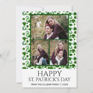 Frohen St. Patricks Tag Kleeblatt Familie 3 Foto Feiertagskarte