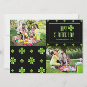 Frohen St. Patricks Tag Kleeblatt Familie Zwei Fot Feiertagskarte