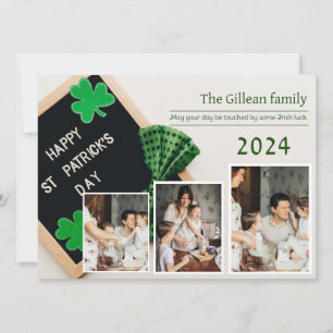 Frohen St. Patrick's Tag Kleeblatt Familienfoto Feiertagskarte