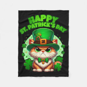Frohen St. Patrick's Tag Kleeblatt Katze Mit Hut Fleecedecke