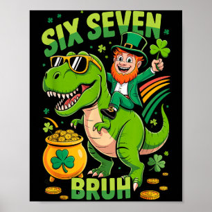 Frohen St. Patricks Tag Leprechaun T-Rex Dino sech Poster