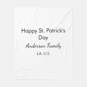 Frohen St. Patrick's Tag Namen Familienort einfach Fleecedecke