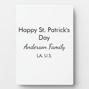 Frohen St. Patrick's Tag Namen Familienort einfach Fotoplatte