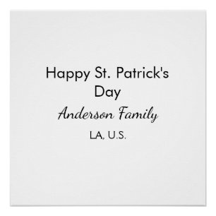 Frohen St. Patrick's Tag Namen Familienort einfach Poster