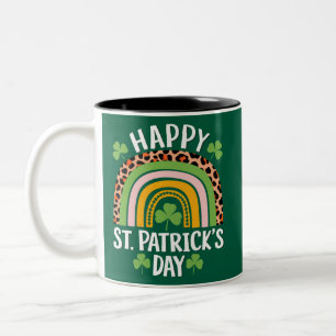 Frohen St. Patricks Tag Regenbogen Kleeblatt Zweifarbige Tasse