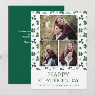 Frohen St. Patricks Tag Shamrocks Familie 3 Foto Feiertagskarte
