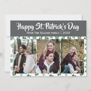 Frohen St. Patricks Tag Shamrocks Familie 3 Foto Feiertagskarte