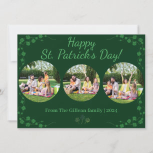 Frohen St. Patricks Tag Shamrocks Familie 3 Foto  Feiertagskarte
