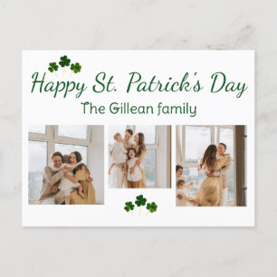 Frohen St. Patrick's Tag Shamrocks Familie 3 Foto Feiertagspostkarte