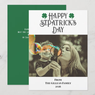 Frohen St. Patricks Tag Shamrocks Familienfoto Feiertagskarte