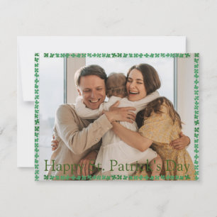 Frohen St. Patricks Tag Shamrocks Familienfoto  Feiertagskarte