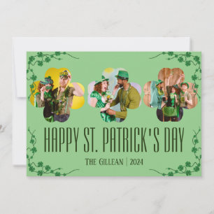Frohen St. Patricks Tag Shamrocks Familienfoto Feiertagskarte