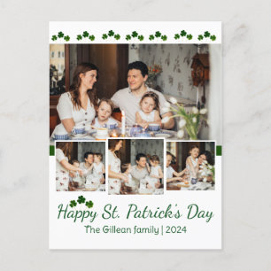 Frohen St. Patricks Tag Shamrocks Familienfoto Feiertagspostkarte