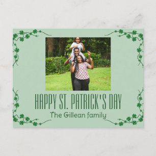 Frohen St. Patrick's Tag Shamrocks Familienfoto Feiertagspostkarte