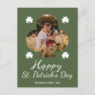 Frohen St. Patricks Tag Shamrocks Familienfoto Feiertagspostkarte